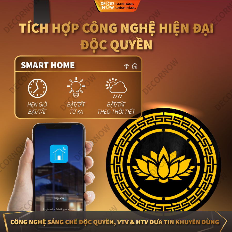 Đèn Hào Quang Phật In Tranh Trúc Chỉ CNC DECORNOW DCN-TCC24