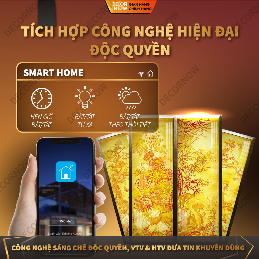 Tranh Tứ Quý Lan Mai Cúc Trúc DECORNOW DCN-TC278