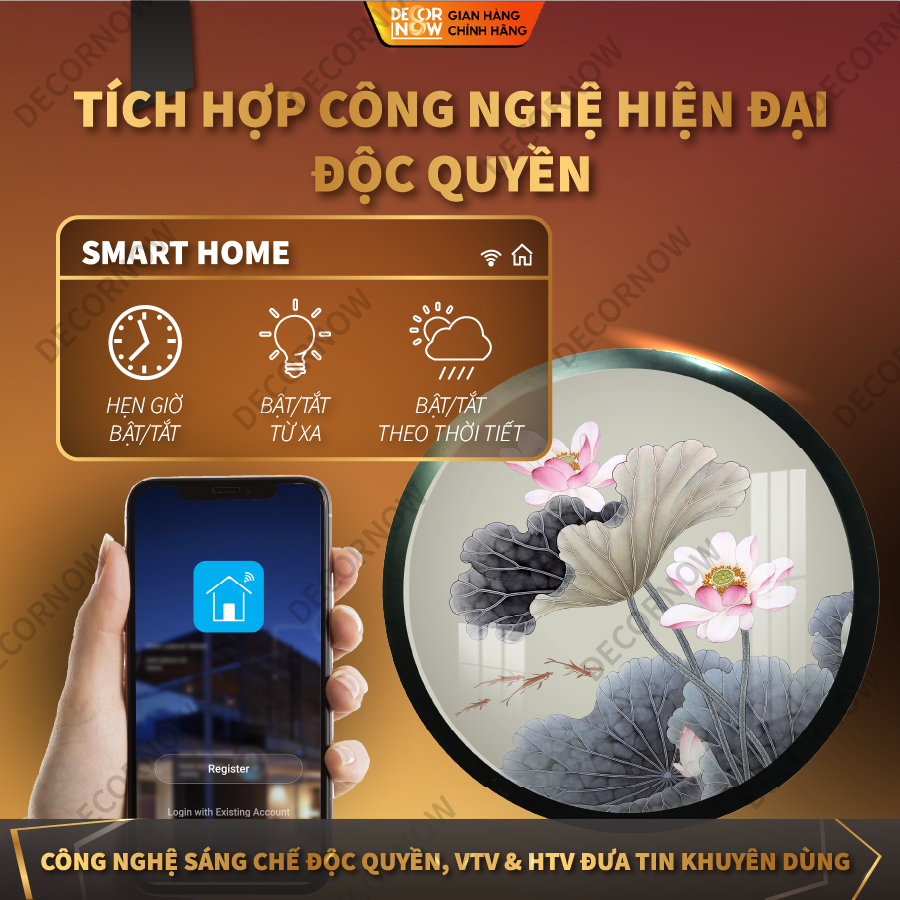 Tranh Trúc Chỉ In, Đèn Hào Quang Hoạ Tiết Màu DECORNOW DCN-HD75