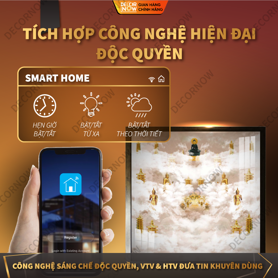 Đèn Hào Quang Phật Màu, Phật Mật Tông Vuông Có Đèn  DECORNOW DCN-HD37