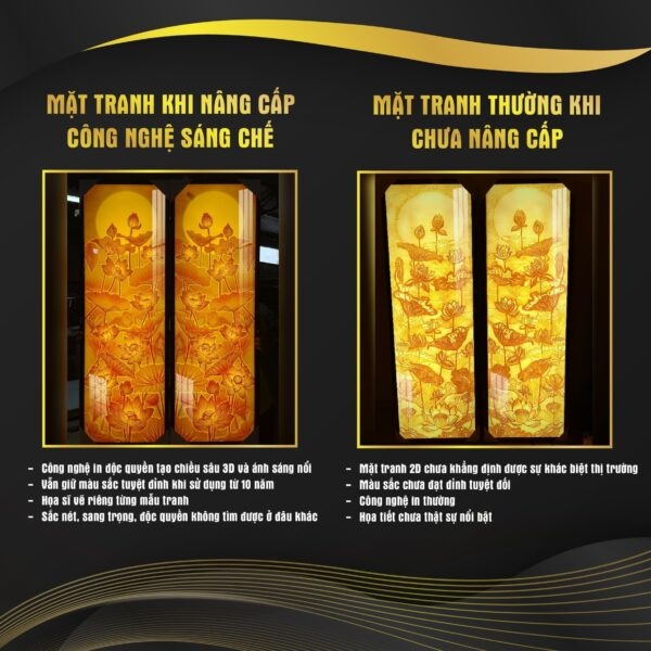 Tranh Hoằng Pháp Đối Hoa Sen Cây Trúc Mặt Trời DecorNow TC160