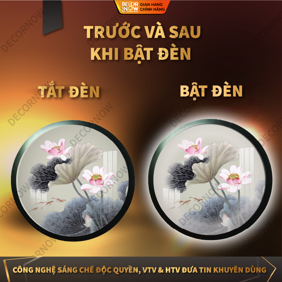 Tranh Trúc Chỉ In, Đèn Hào Quang Hoạ Tiết Màu DECORNOW DCN-TC410