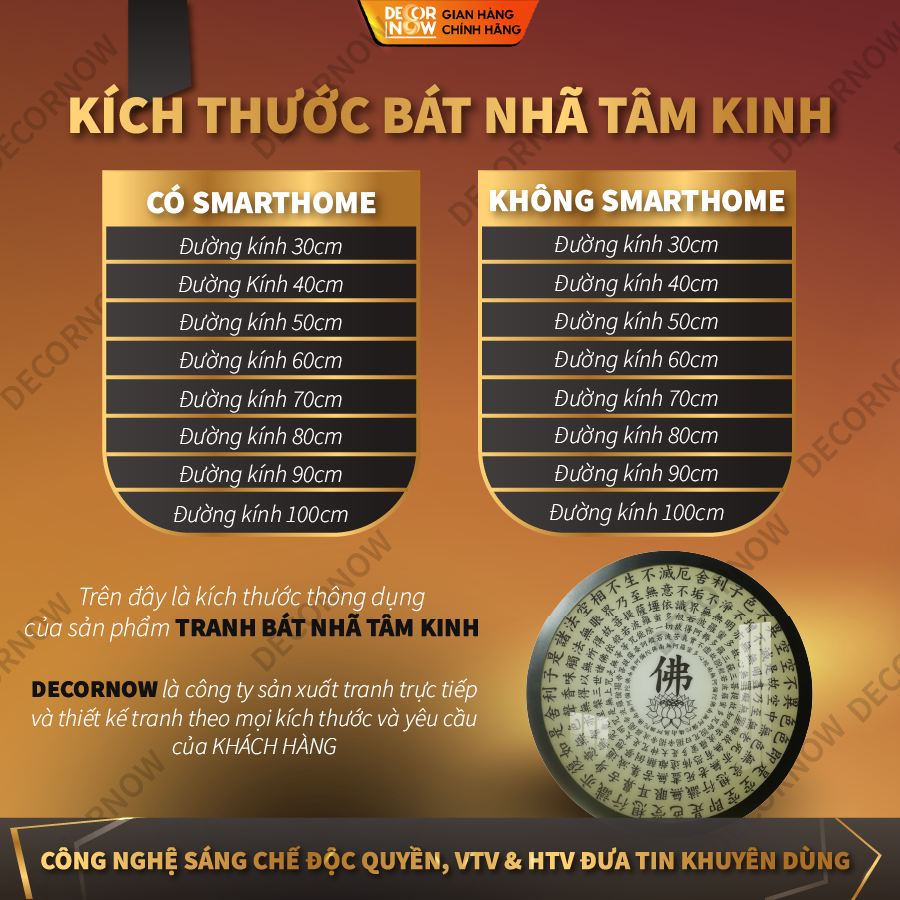 Đèn Hào Quang Phật Bát Nhã Tâm Kinh DECORNOW DCN-TC366