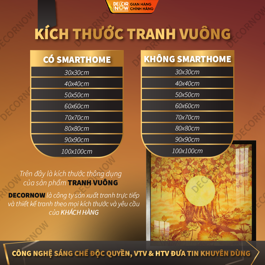 Tranh Trúc Chỉ Vuông In Hoa Sen DECORNOW DCN-TC324