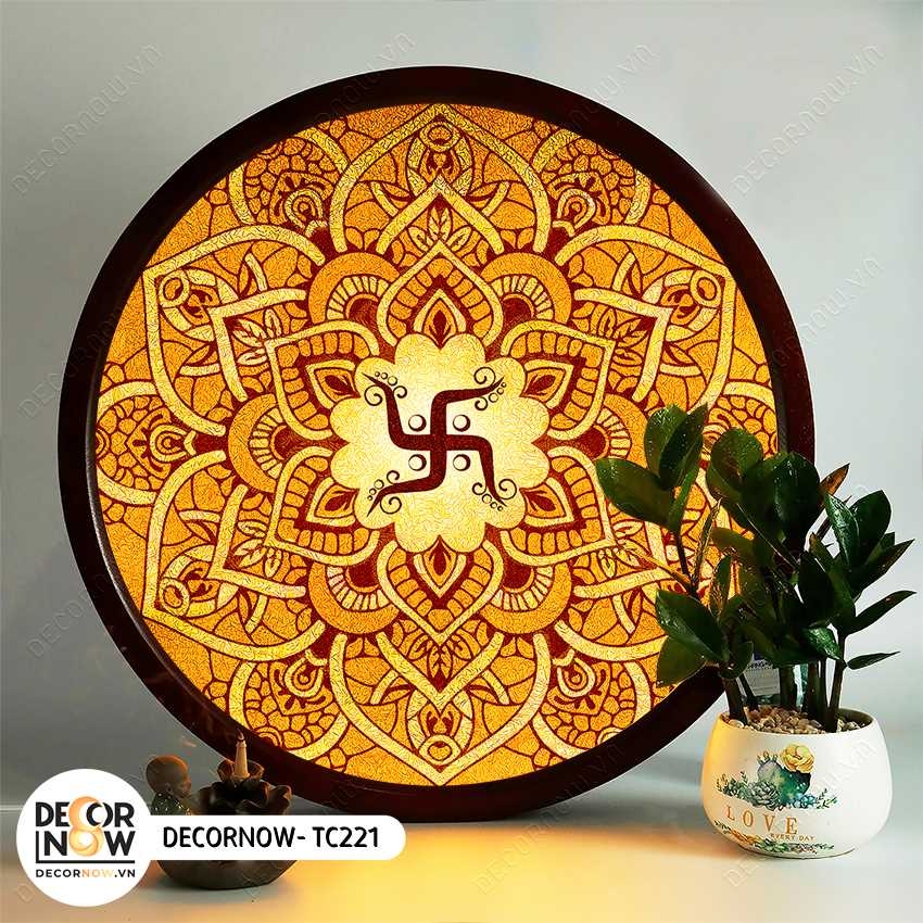 Tranh Trúc Chỉ In, Đèn Hào Quang Om Mani Padme Hum DECORNOW DCN-TC226