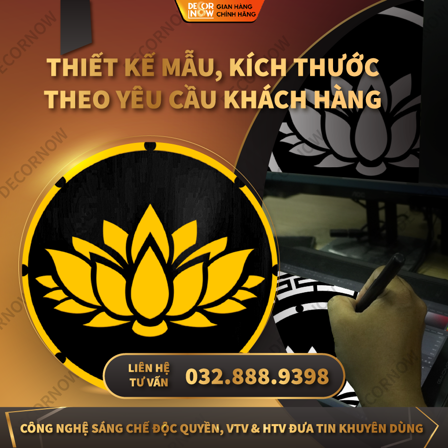 Đèn Hào Quang Phật In Tranh Trúc Chỉ CNC DECORNOW DCN-TCC28