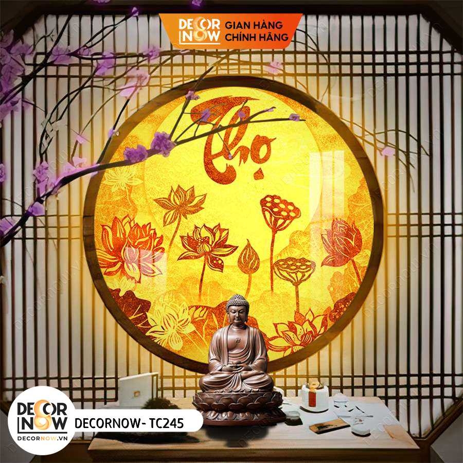 Tranh Trúc Chỉ In, Đèn Hào Quang Chữ Thư Pháp DECORNOW DCN-TC245