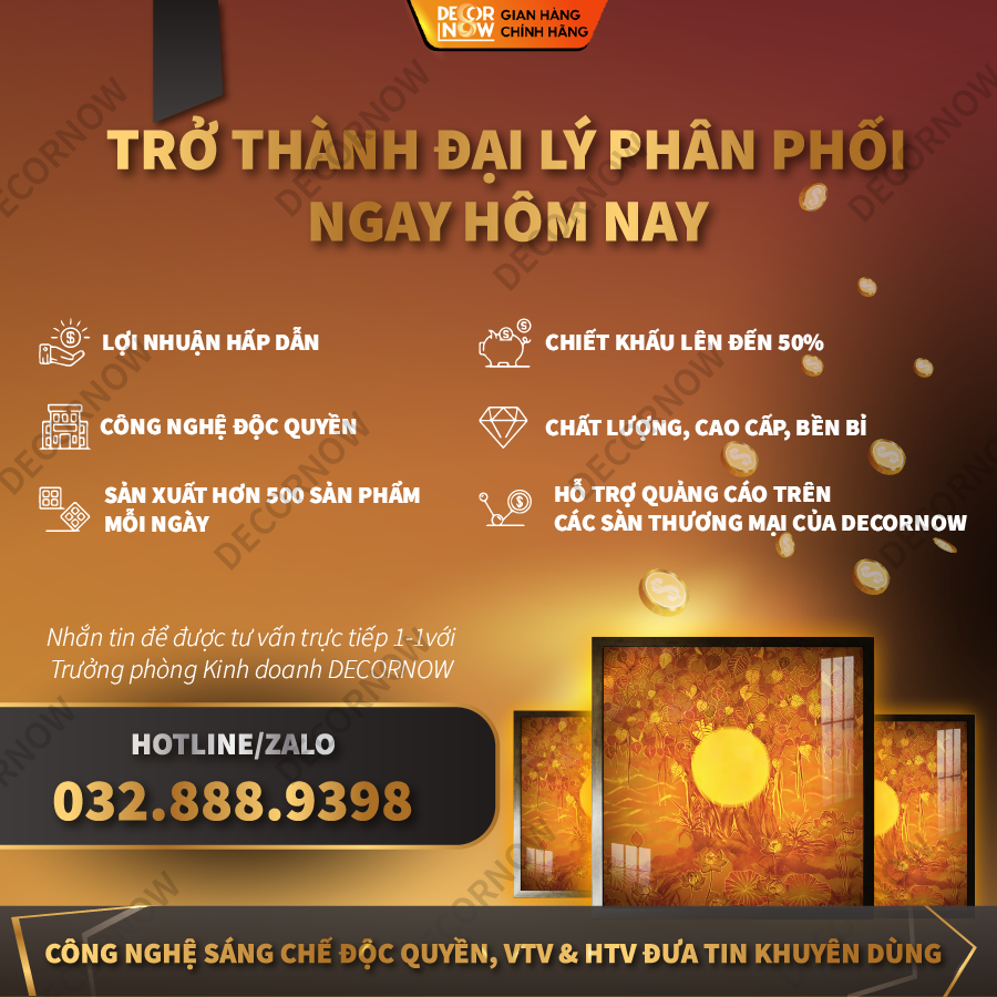 Tranh Trúc Chỉ Vuông In Hoa Sen DECORNOW DCN-TC150