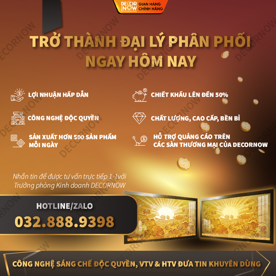 Tranh Trúc Chỉ Ngang In Hoa Sen DECORNOW DCN-TC98