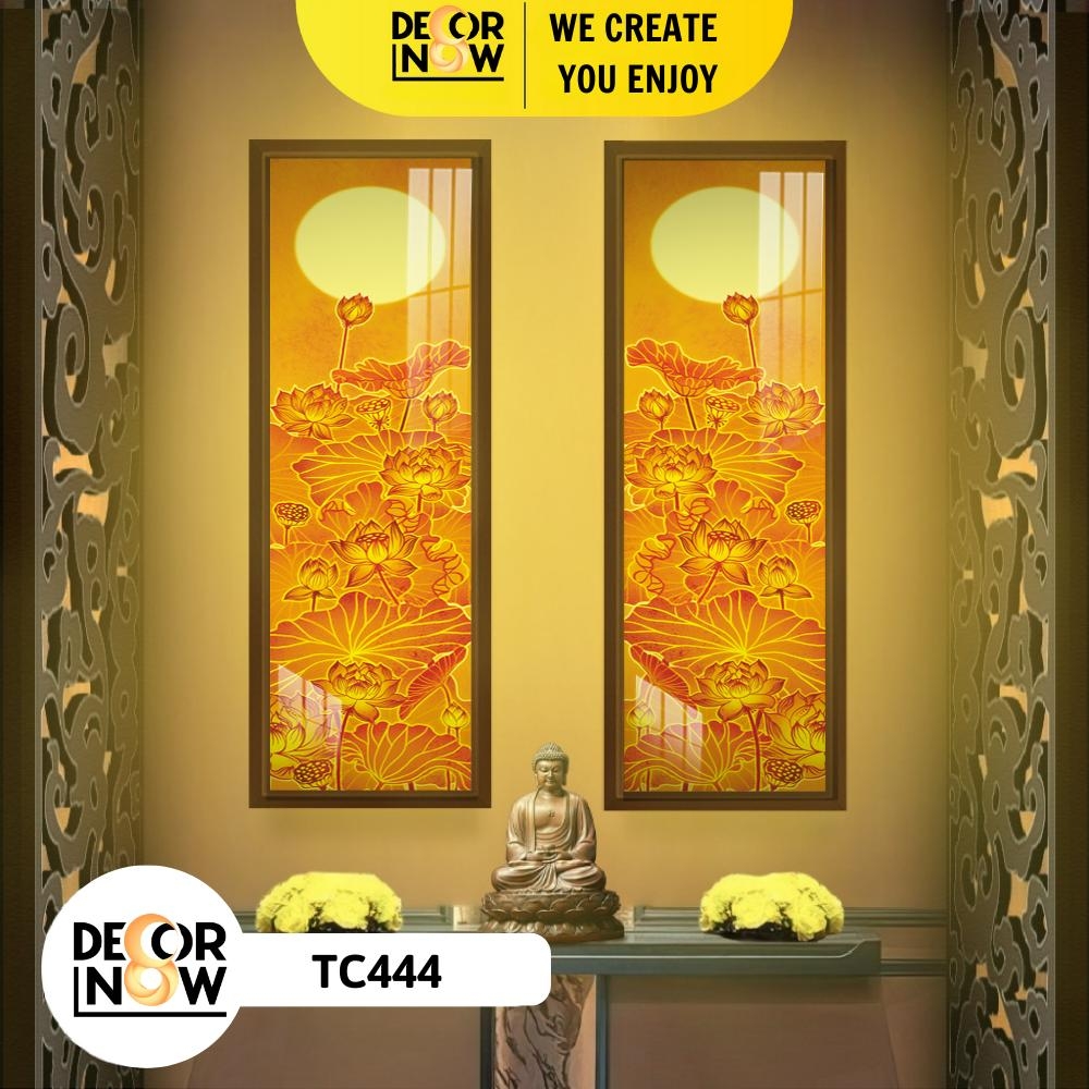 Tranh Trúc Chỉ Bộ Đối In Hoa Sen DECORNOW DCN-TC180