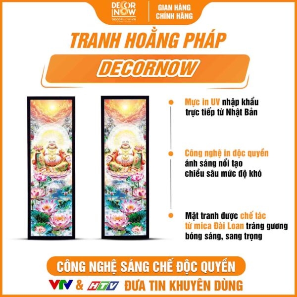 Tranh Hoằng Pháp Đối Phật Di Lặc Hoa Sen Pha Lê DecorNow HD905