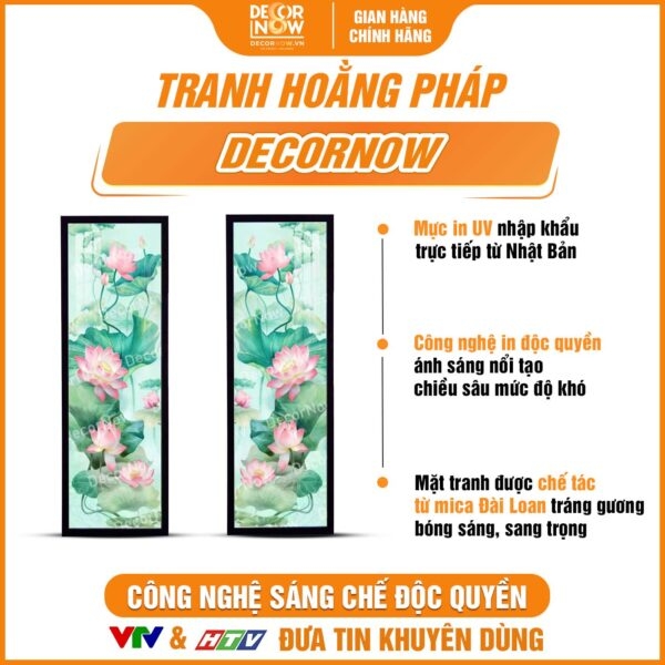 Tranh Hoằng Pháp Đối Sen Hồng Mềm Mại DecorNow HD862