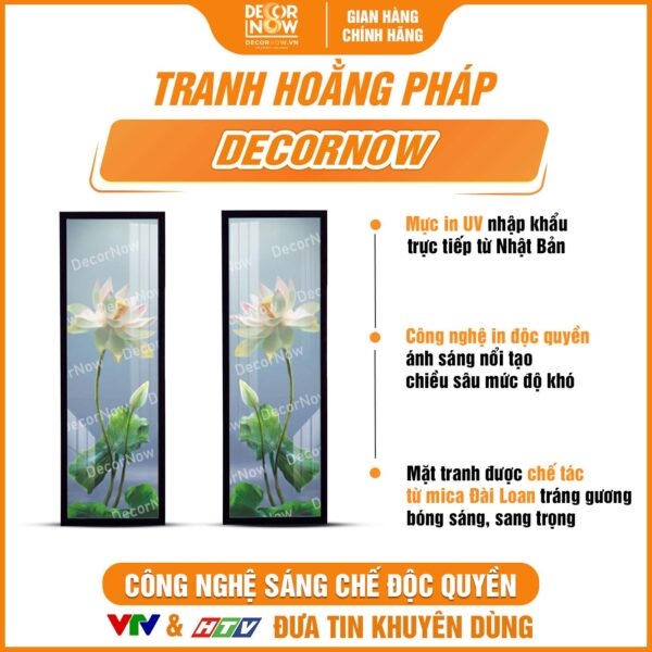 Tranh Hoằng Pháp Đối Hoa Sen Trắng Tinh Khôi DecorNow HD846