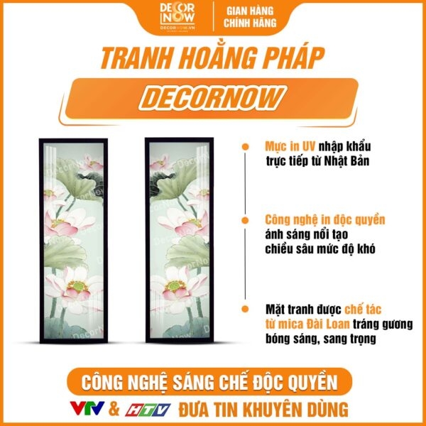 Tranh Hoằng Pháp Đối Sen Xanh Ngọc Bích DecorNow HD82