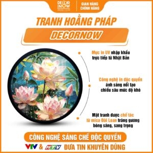 Tranh Hoằng Pháp Tròn Hoa Sen Và Tre DecorNow HD887