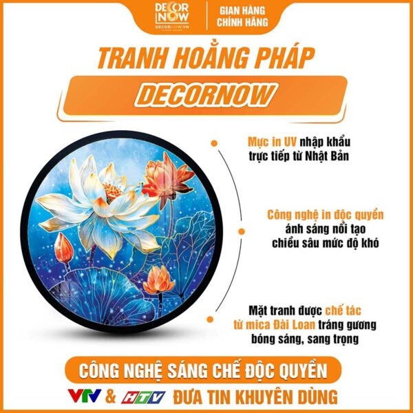 Tranh Hoằng Pháp Tròn Sen Xanh Hy Vọng DecorNow HD845