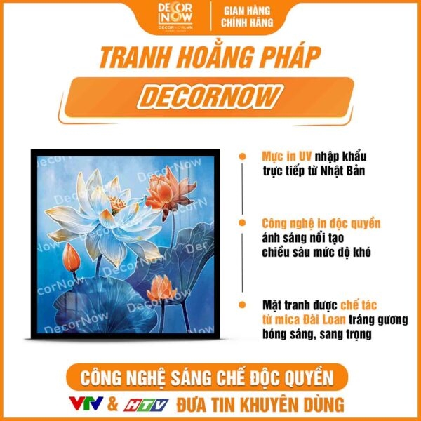 Tranh Hoằng Pháp Vuông Sen Đào Quý Phái DecorNow HD885