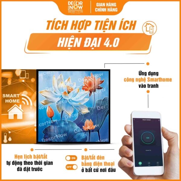 Tranh Hoằng Pháp Vuông Sen Đào Quý Phái DecorNow HD885