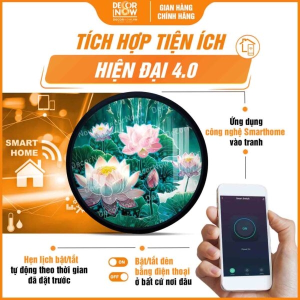 Tranh Hoằng Pháp Tròn Hoa Sen Hồng Tinh Khiết An Yên DecorNow HD900