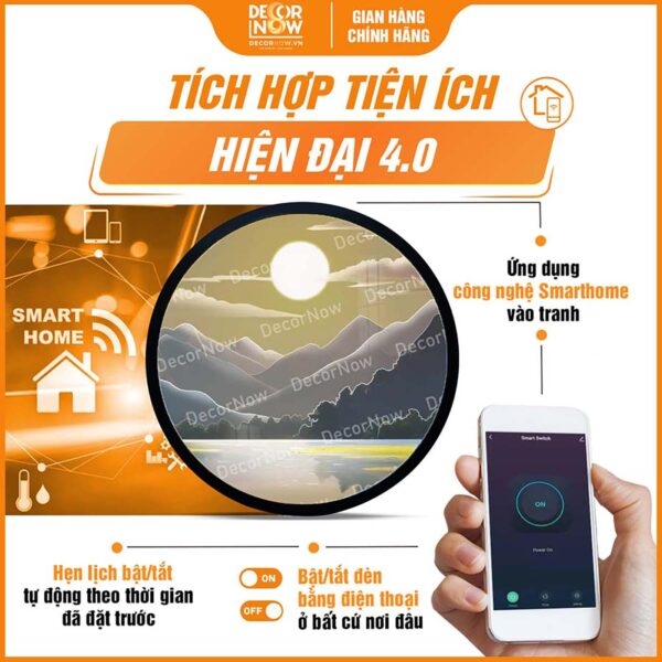 Tranh Hoằng Pháp Tròn Phong Cảnh Núi Non DecorNow HD828