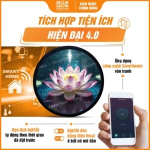 Tranh Hoằng Pháp Tròn Sen Hồng Sang Trọng DecorNow HD852