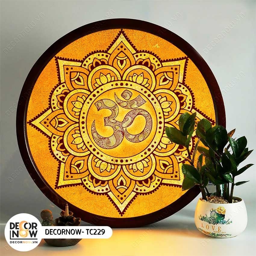 Tranh Trúc Chỉ In, Đèn Hào Quang Om Mani Padme Hum DECORNOW DCN-TC226