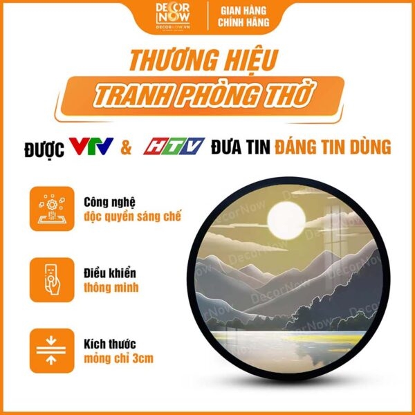 Tranh Hoằng Pháp Tròn Phong Cảnh Núi Non DecorNow HD828