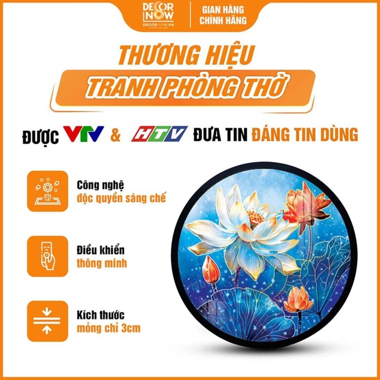 Tranh Hoằng Pháp Tròn Sen Xanh Hy Vọng DecorNow HD845