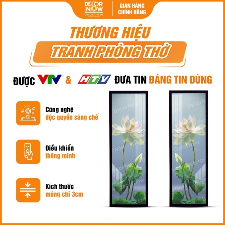 Tranh Hoằng Pháp Đối Hoa Sen Trắng Tinh Khôi DecorNow HD846