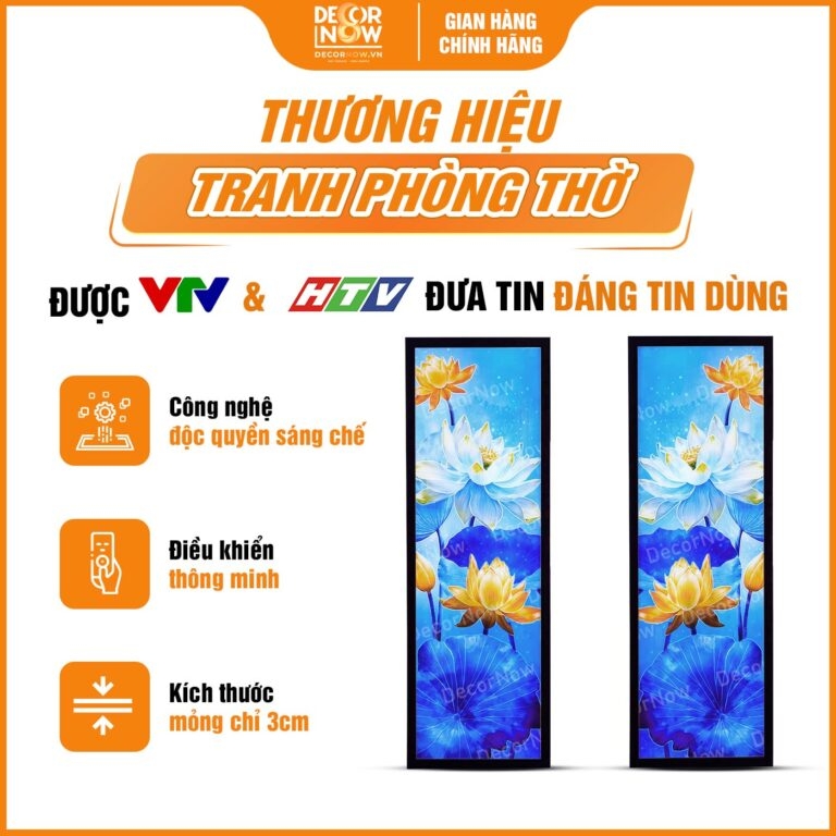 Tranh Hoằng Pháp Đối Sen Xanh Hy Vọng DecorNow HD844