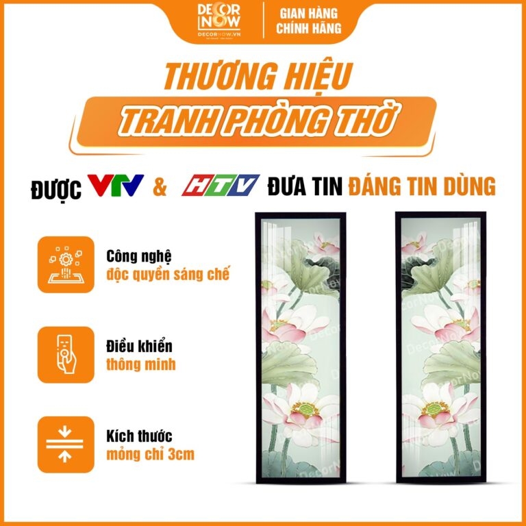 Tranh Hoằng Pháp Đối Sen Xanh Ngọc Bích DecorNow HD82
