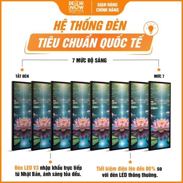 Tranh Hoằng Pháp Đối Bảo Liên Tịnh Thủy Sen Hồng Tia Chiếu DecorNow HD848