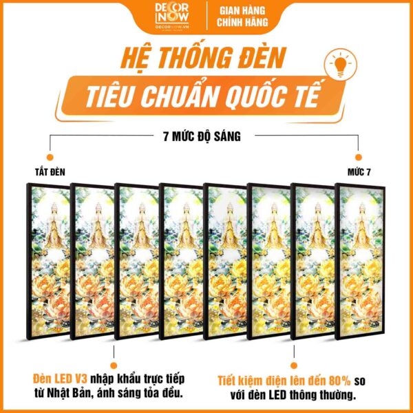 Tranh Hoằng Pháp Đối Phật Bà Quan Âm Hoa Sen Vàng DecorNow HD907