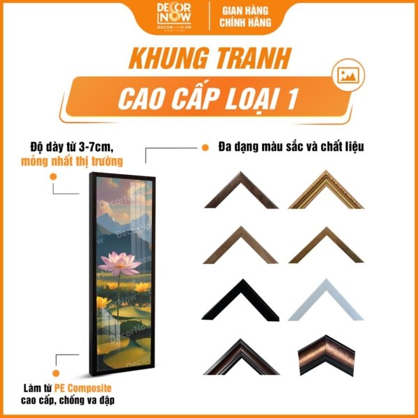 Tranh Hoằng Pháp Đối Hoa Sen Và Núi Non DecorNow HD827