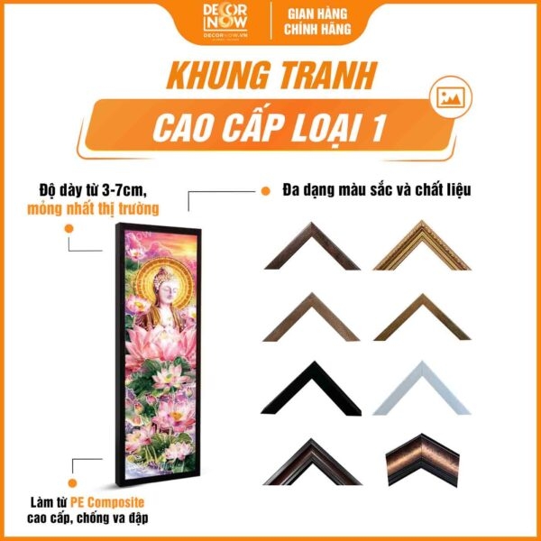 Tranh Hoằng Pháp Đối Phật A Di Đà Và Hoa Sen Hồng DecorNow HD872