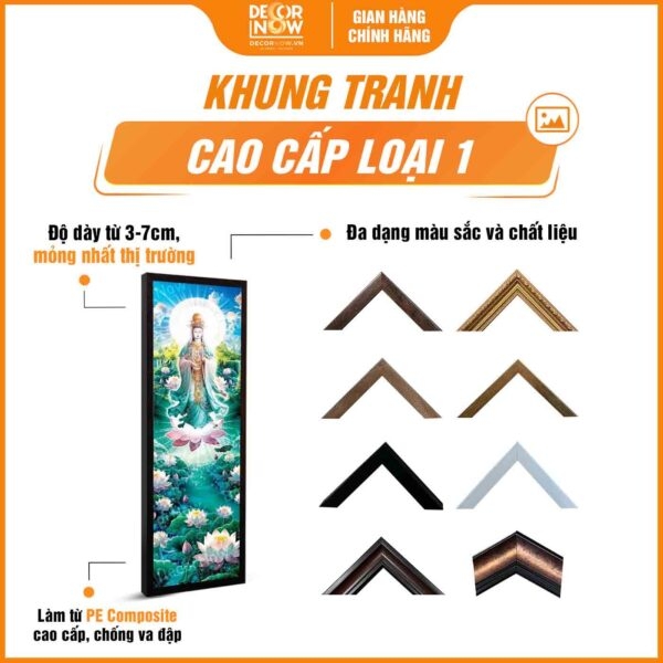 Tranh Hoằng Pháp Đối Quan Thế Âm Bồ Tát Hoa Sen Hồng DecorNow HD899
