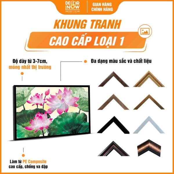 Tranh Hoằng Pháp Ngang Sen Hồng Mềm Mại DecorNow HD863