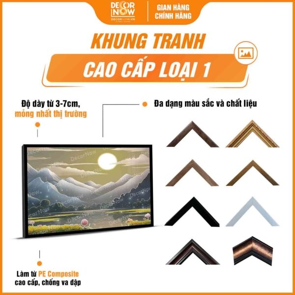 Tranh Hoằng Pháp Ngang Đầm Hoa Sen Và Dãy Núi DecorNow HD829