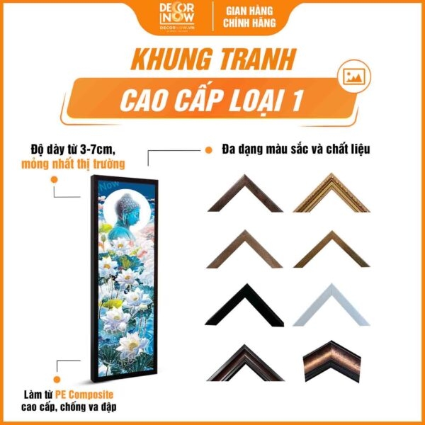 Tranh Hoằng Pháp Đối Phật Thích Ca Mâu Ni Hoa Sen Trắng DecorNow HD897