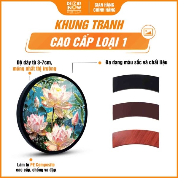 Tranh Hoằng Pháp Tròn Hoa Sen Và Tre DecorNow HD887