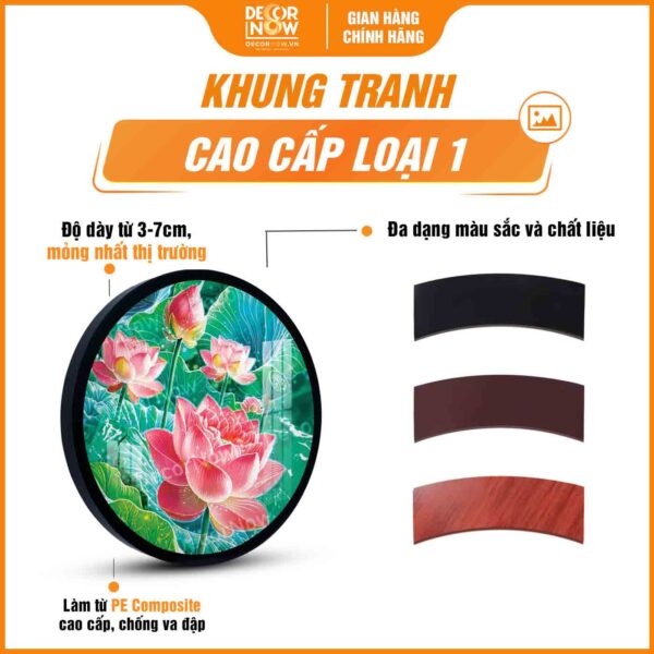 Tranh Hoằng Pháp Tròn Hoa Sen Hồng Tỉnh Thức Giác Ngộ DecorNow HD875