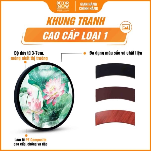 Tranh Hoẳng Pháp Tròn Hoa Sen Hồng Mềm Mại DecorNow HD861