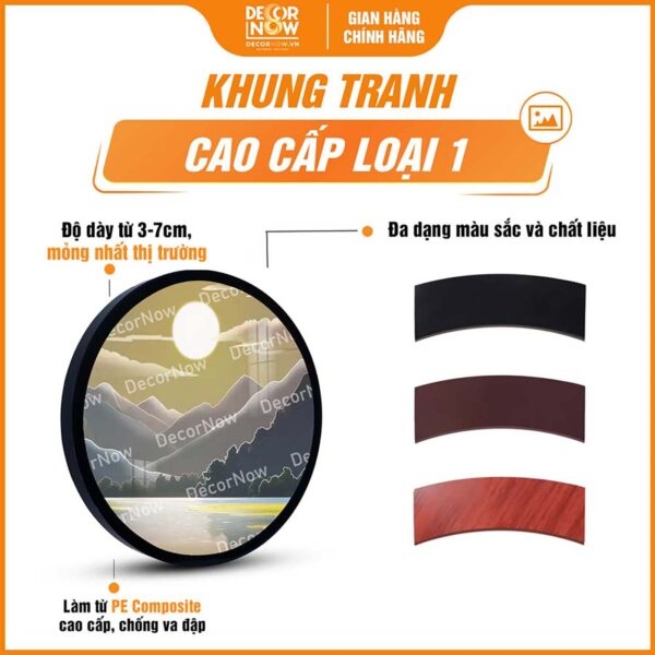 Tranh Hoằng Pháp Tròn Phong Cảnh Núi Non DecorNow HD828