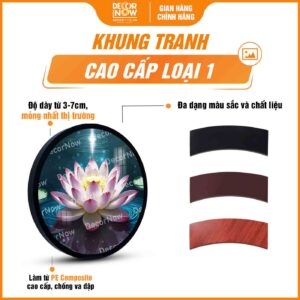 Tranh Hoằng Pháp Tròn Sen Hồng Sang Trọng DecorNow HD852
