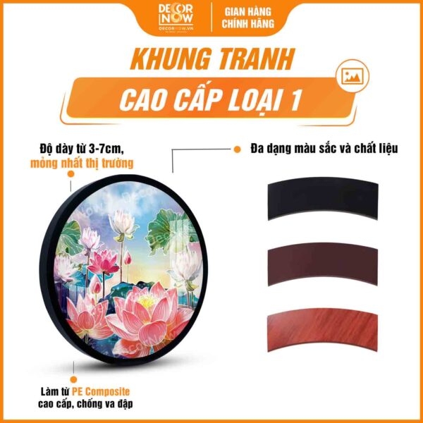 Tranh Hoằng Pháp Tròn Vườn Hoa Sen Minh Triết Từ Bi DecorNow HD902