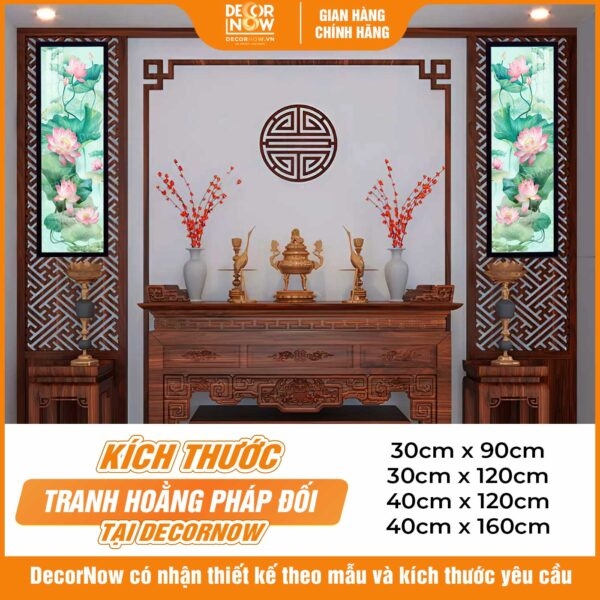 Tranh Hoằng Pháp Đối Sen Hồng Mềm Mại DecorNow HD862