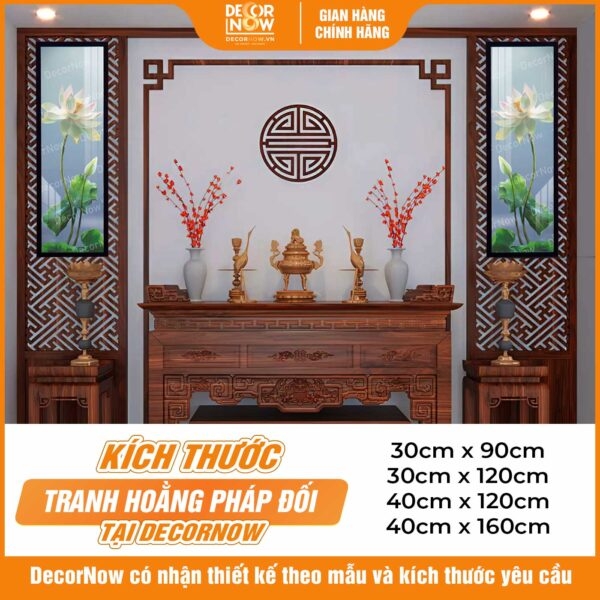 Tranh Hoằng Pháp Đối Hoa Sen Trắng Tinh Khôi DecorNow HD846