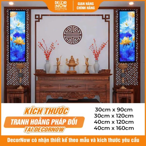 Tranh Hoằng Pháp Đối Sen Xanh Hy Vọng DecorNow HD844