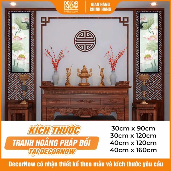 Tranh Hoằng Pháp Đối Sen Xanh Ngọc Bích DecorNow HD82