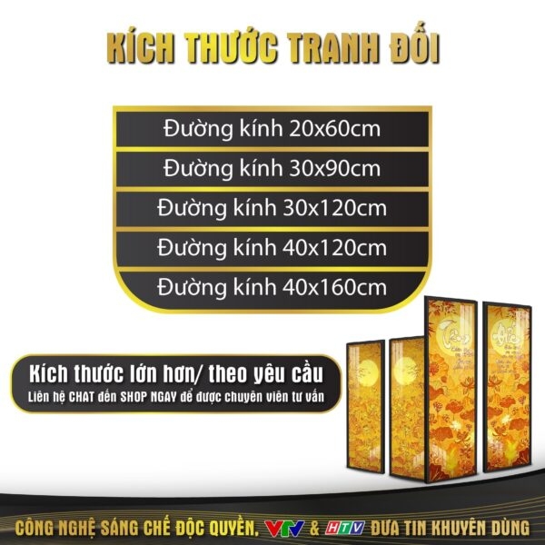 Tranh Hoằng Pháp Đối Hoa Sen Cây Trúc Và Mặt Trăng DecorNow TC166